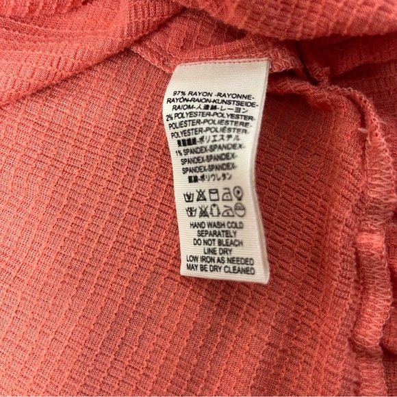 Free People Pink Long Sleeve Waffle Henley Knit Your Girl Tunic Dress XS - Picture 8 of 9